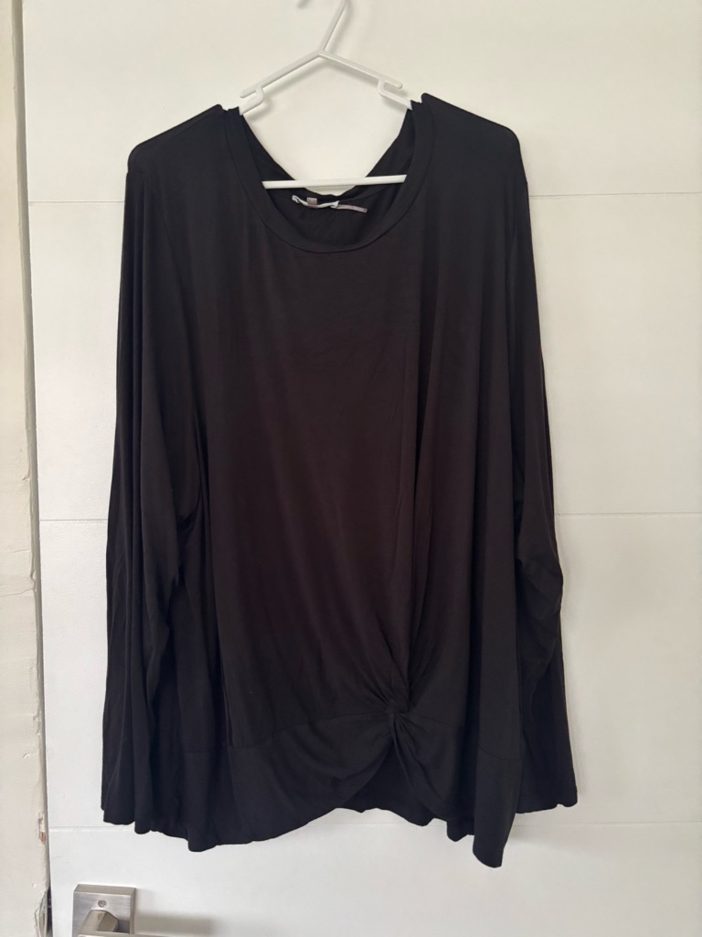 Calvin Klein Black Long-Sleeve Twist Front Top